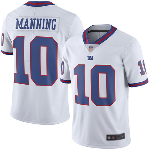 Men New York Giants #10 Eli Manning Limited White Rush Vapor Untouchable Football NFL Jersey
